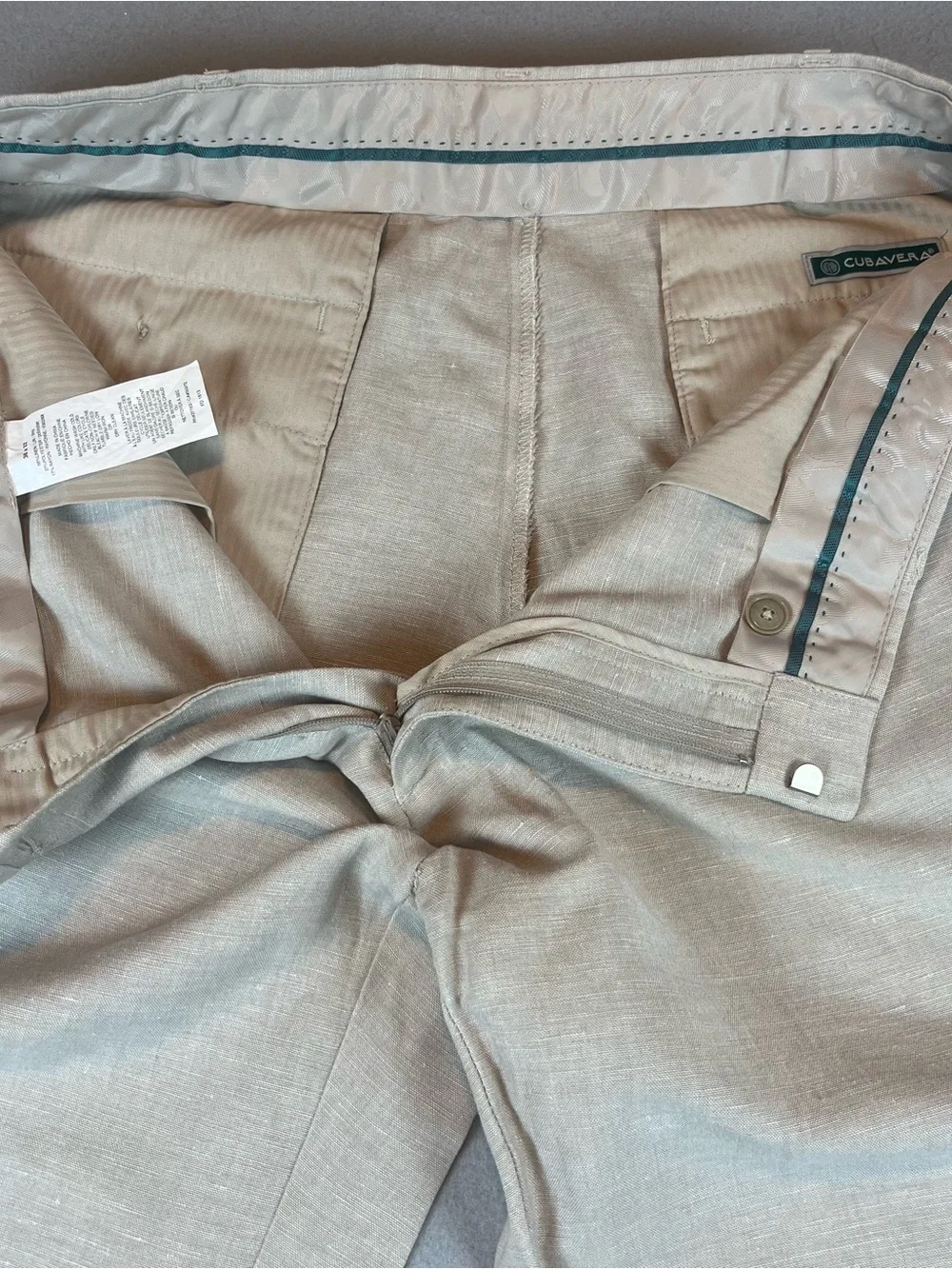 Cubavera Mens Linen Blend Pants 36x32 Beige Tan Flat Front Beach Resort Summer